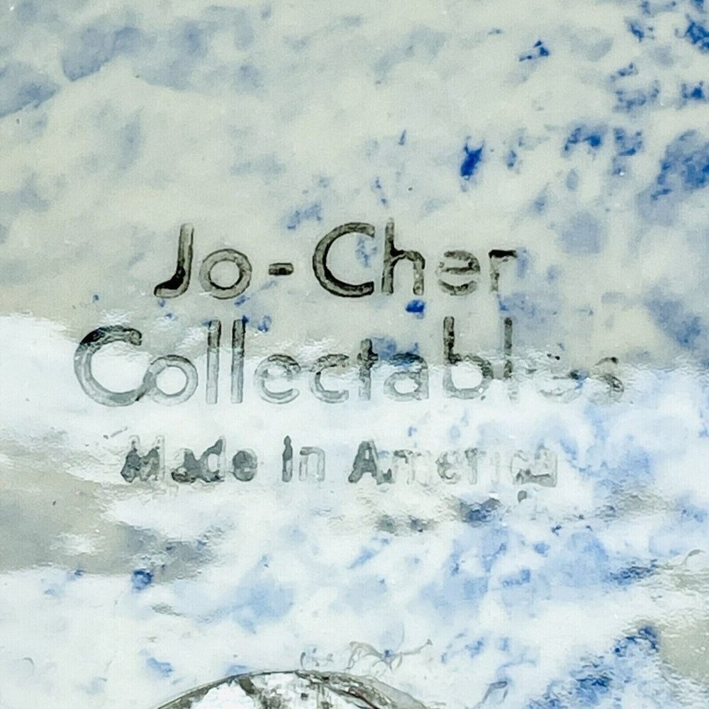 Jo-Chen Blue White Pottery Pitcher Hand Painted Blue Trim Red Hearts USA - Picture 7 of 10